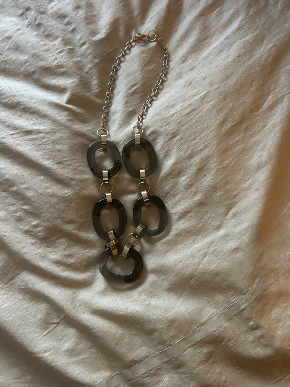 Statement gold Chain Necklace with Smoky Gray Resin Links